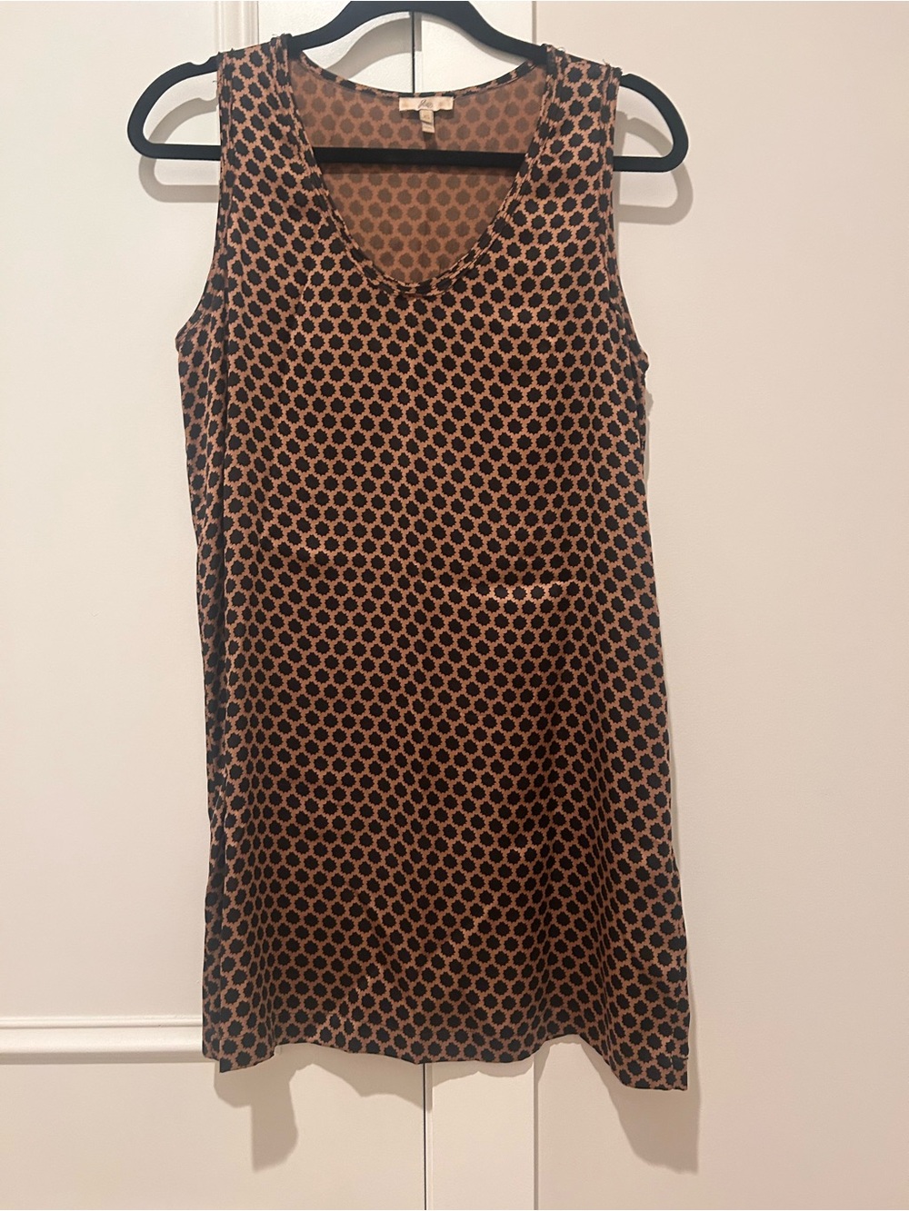 Joie Brown and Black Sleeveless Polka-Print Shift Dress
